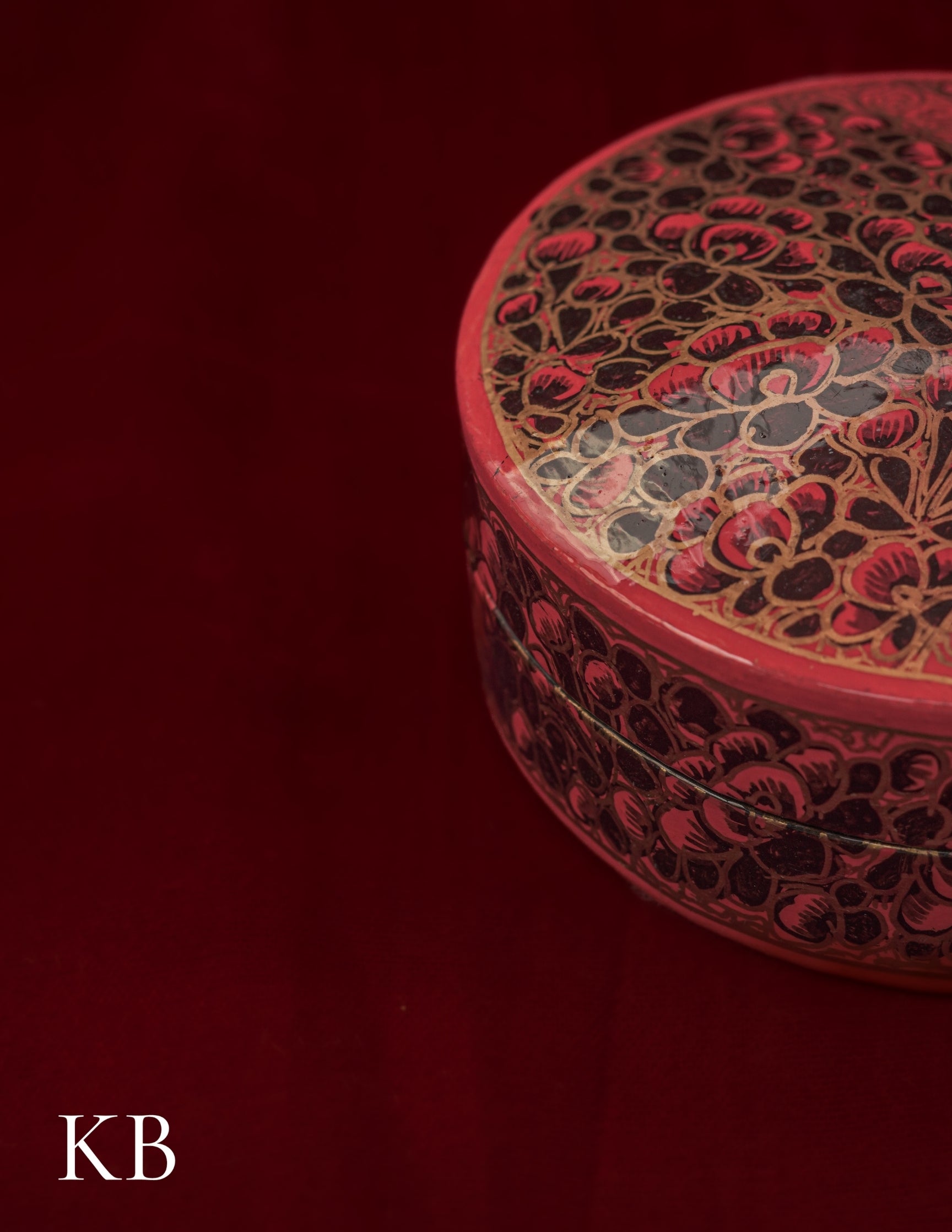 Kashmiri Papier Mâché Round Coaster Set – Hand-Painted Red Floral (Set of 6) | Artisan-Made | Handcrafted Heritage - Kashmir Box