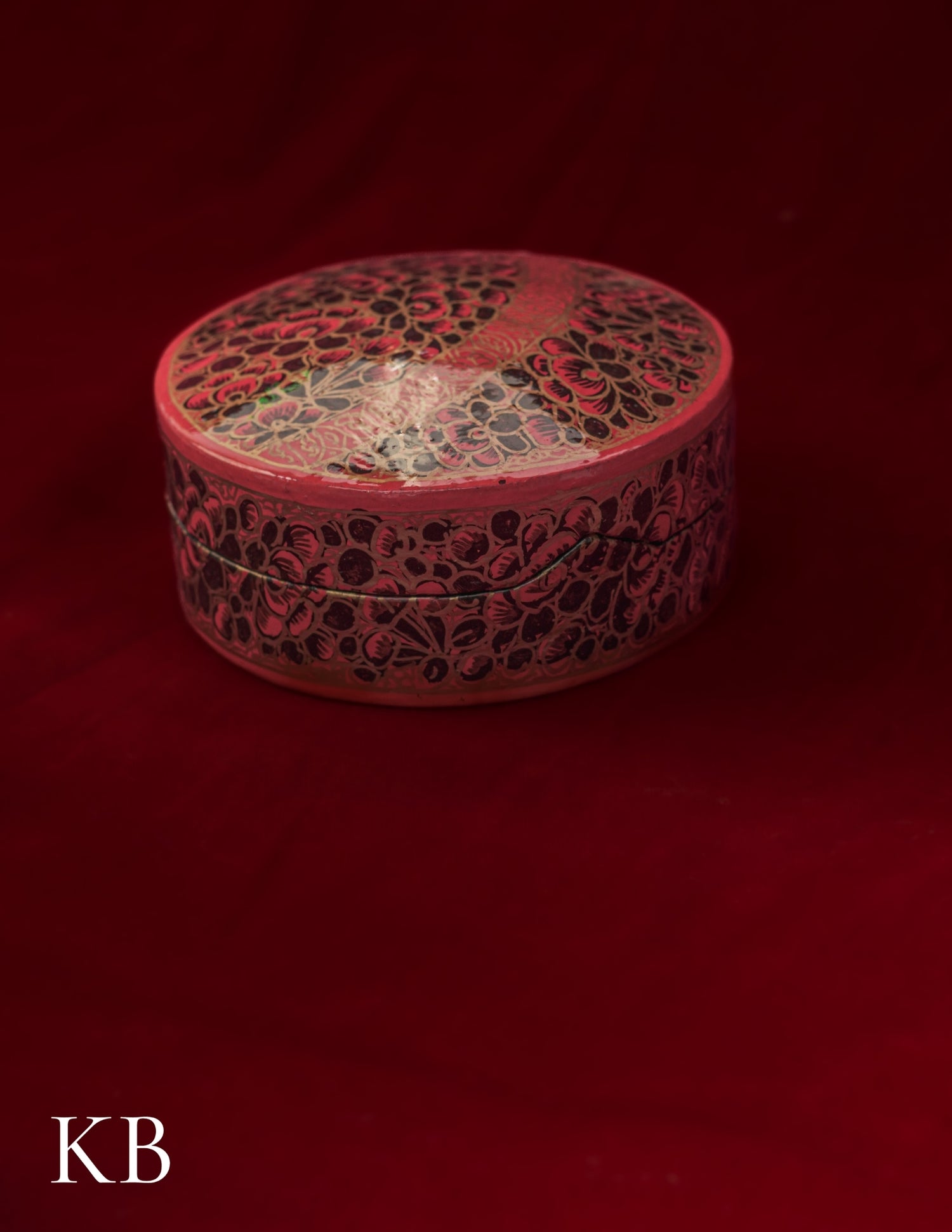Kashmiri Papier Mâché Round Coaster Set – Hand-Painted Red Floral (Set of 6) | Artisan-Made | Handcrafted Heritage - Kashmir Box