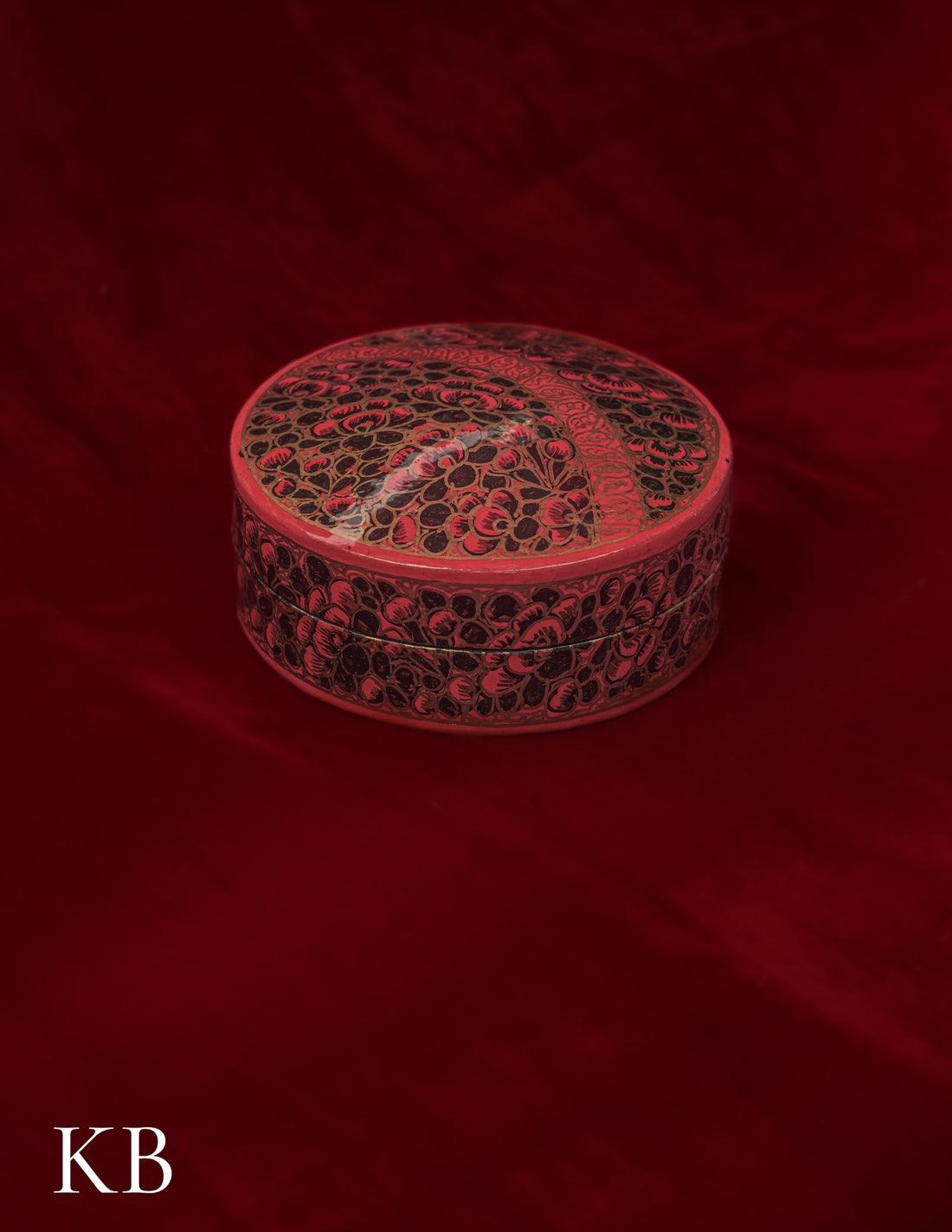 Kashmiri Papier Mâché Round Coaster Set – Hand-Painted Red Floral (Set of 6) | Artisan-Made | Handcrafted Heritage - Kashmir Box