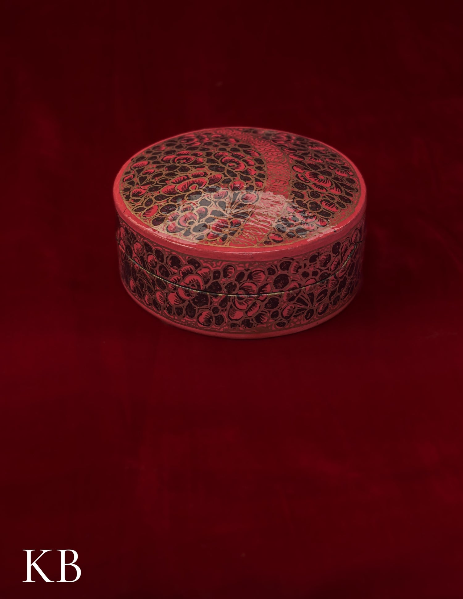 Kashmiri Papier Mâché Round Coaster Set – Hand-Painted Red Floral (Set of 6) | Artisan-Made | Handcrafted Heritage - Kashmir Box