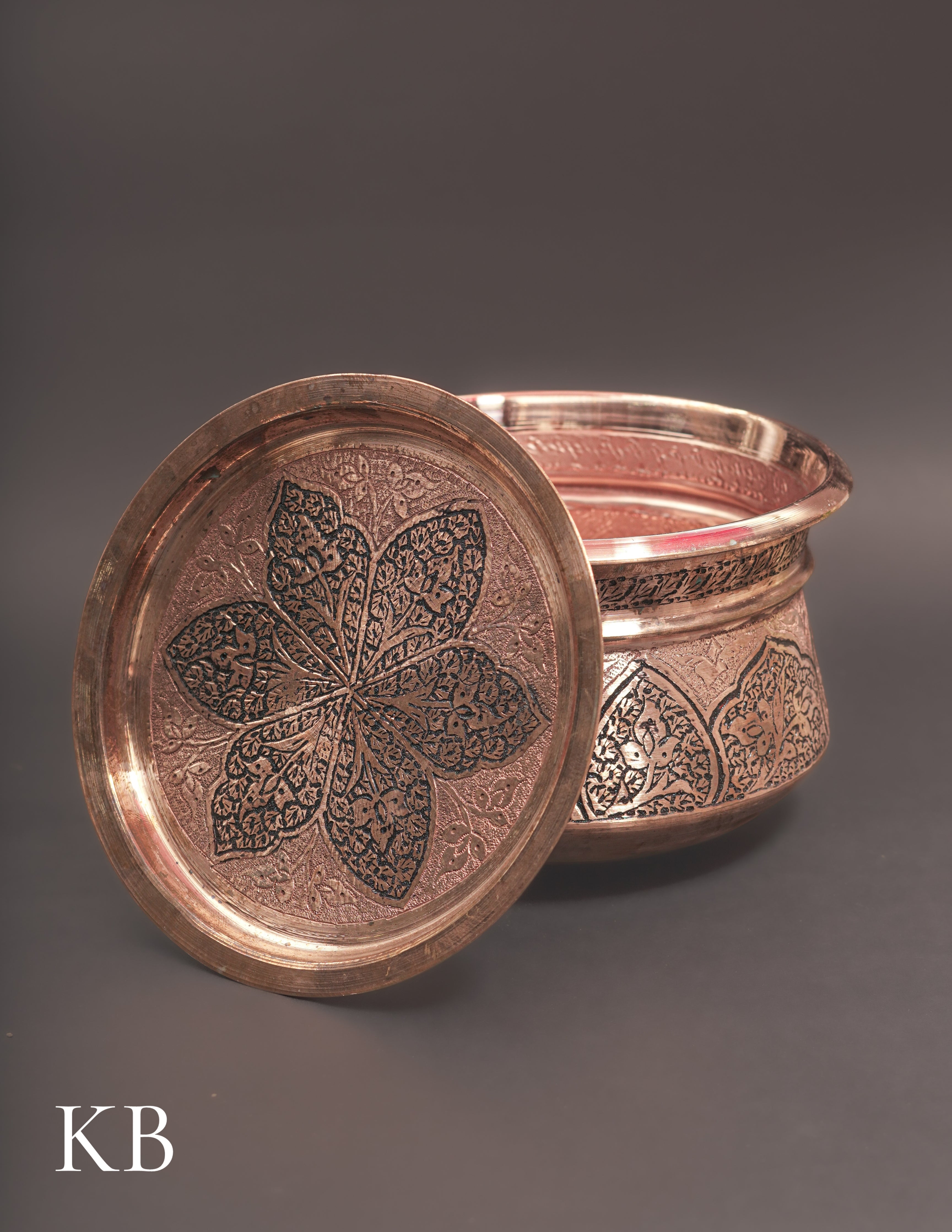 Kashmiri Copperware Curry Bowl with Lid – Artisan-Made | Handcrafted Heritage - Kashmir Box