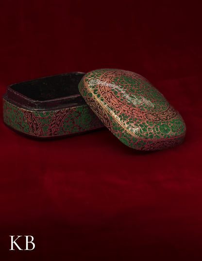 Kashmiri Papier Mâché Rectangular Curved Box (Green) | Artisan-Made | Handcrafted Heritage - Kashmir Box