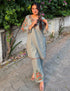 Bluish Grey Kashmiri Cotton Co-ord Set for Women with Earthy Aari Embroidery - Kashmir Box