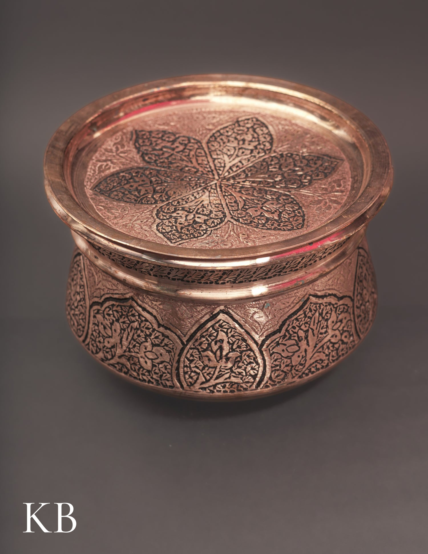Kashmiri Copperware Curry Bowl with Lid – Artisan-Made | Handcrafted Heritage - Kashmir Box