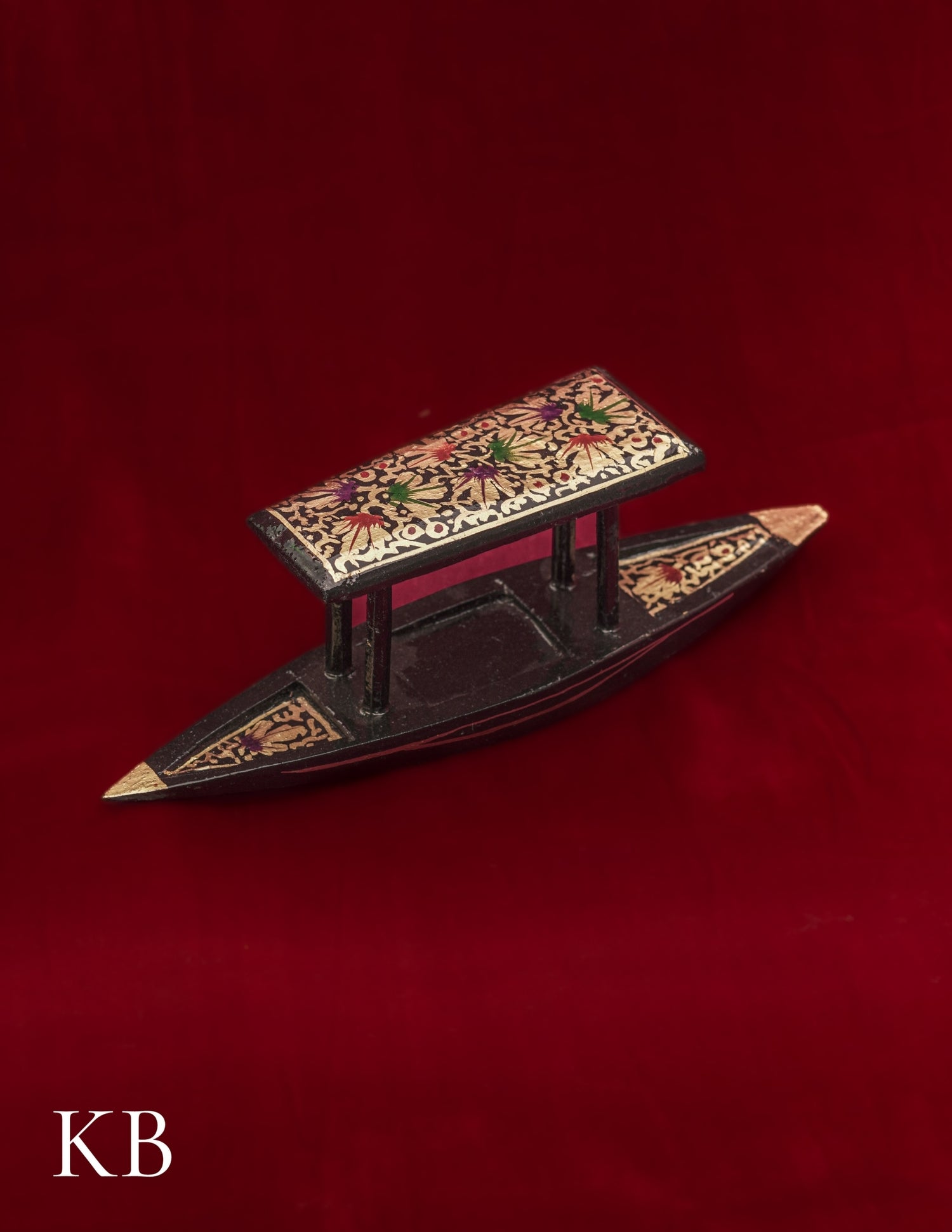 Kashmiri Papier Mâché Shikara – Hand-Painted (8.5 Inch) | Artisan-Made | Handcrafted Heritage - Kashmir Box