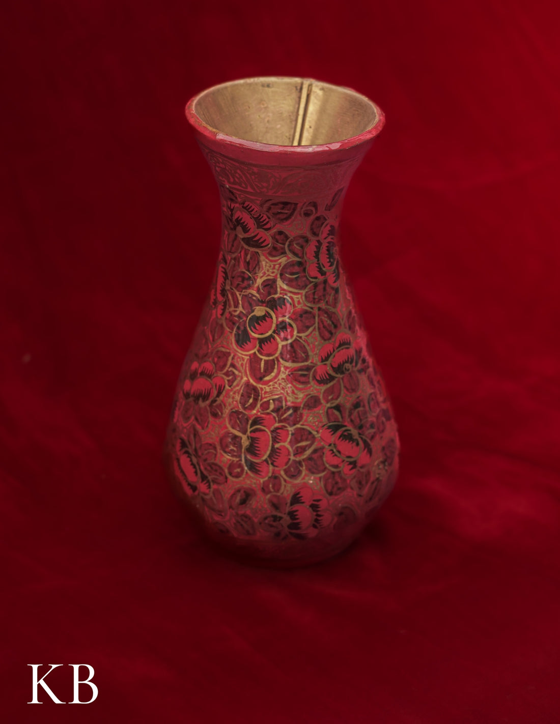 Kashmiri Papier Mâché Flower Vase – Hand-Painted Red Floral (5 Inch) | Artisan-Made | Handcrafted Heritage - Kashmir Box