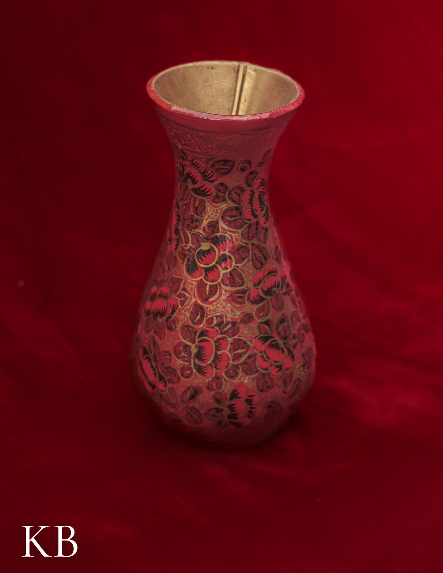 Kashmiri Papier Mâché Flower Vase – Hand-Painted Red Floral (5 Inch) | Artisan-Made | Handcrafted Heritage - Kashmir Box
