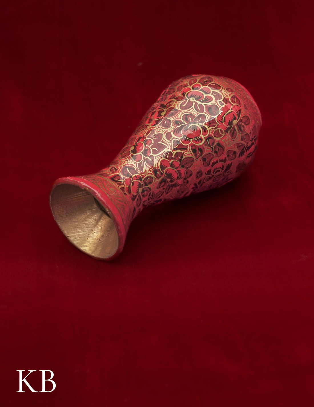 Kashmiri Papier Mâché Flower Vase – Hand-Painted Red Floral (5 Inch) | Artisan-Made | Handcrafted Heritage - Kashmir Box