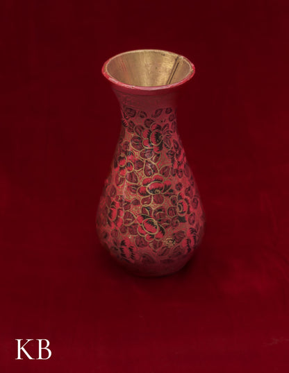 Kashmiri Papier Mâché Flower Vase – Hand-Painted Red Floral (5 Inch) | Artisan-Made | Handcrafted Heritage - Kashmir Box