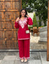Blush Maroon Embroidered Coord Set For Women - Cotton Aari Work - Kashmir Box