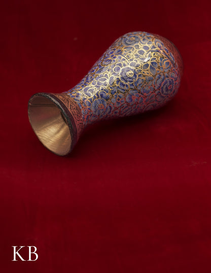 Kashmiri Papier Mâché Flower Vase – Hand-Painted Blue Floral (5 Inch) | Artisan-Made | Handcrafted Heritage - Kashmir Box