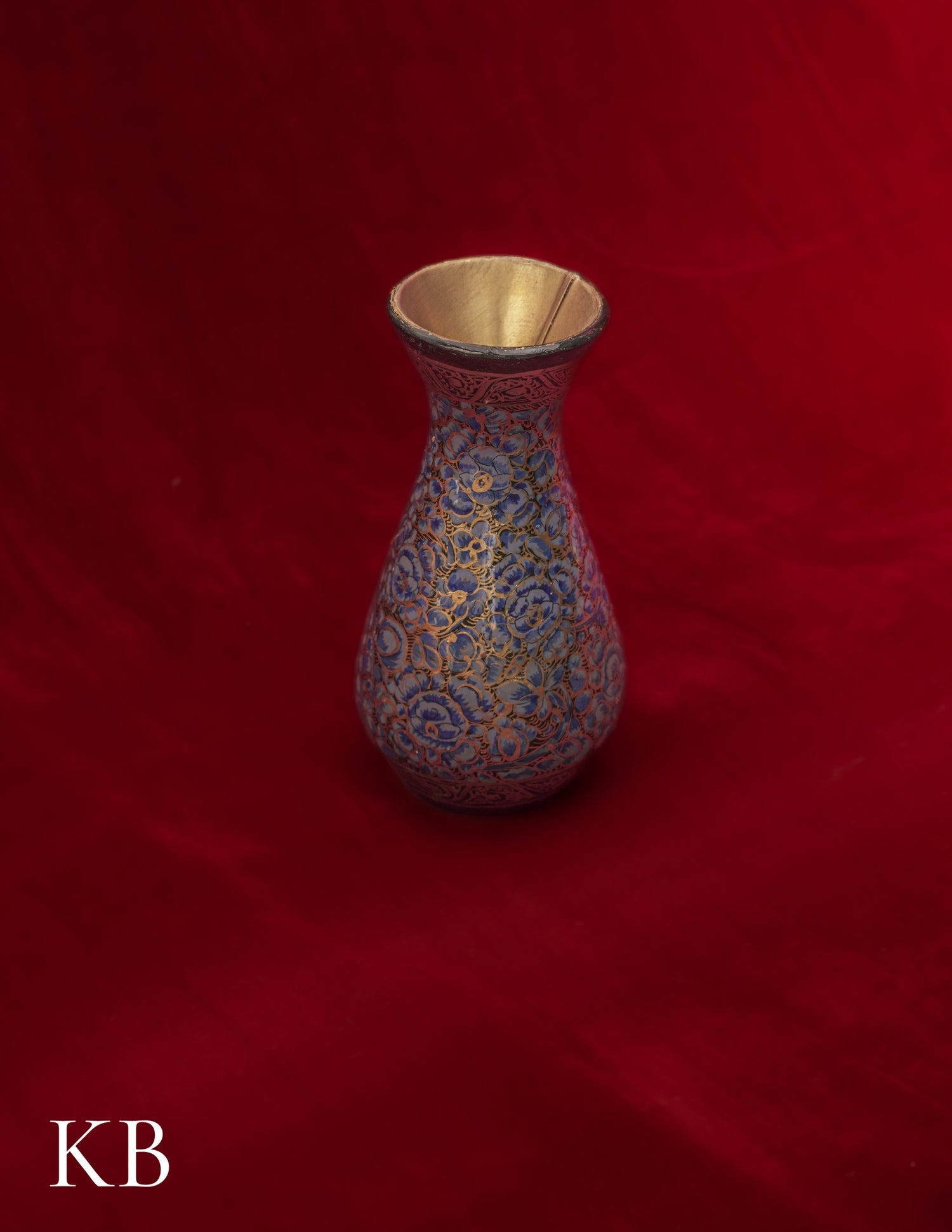 Kashmiri Papier Mâché Flower Vase – Hand-Painted Blue Floral (5 Inch) | Artisan-Made | Handcrafted Heritage - Kashmir Box