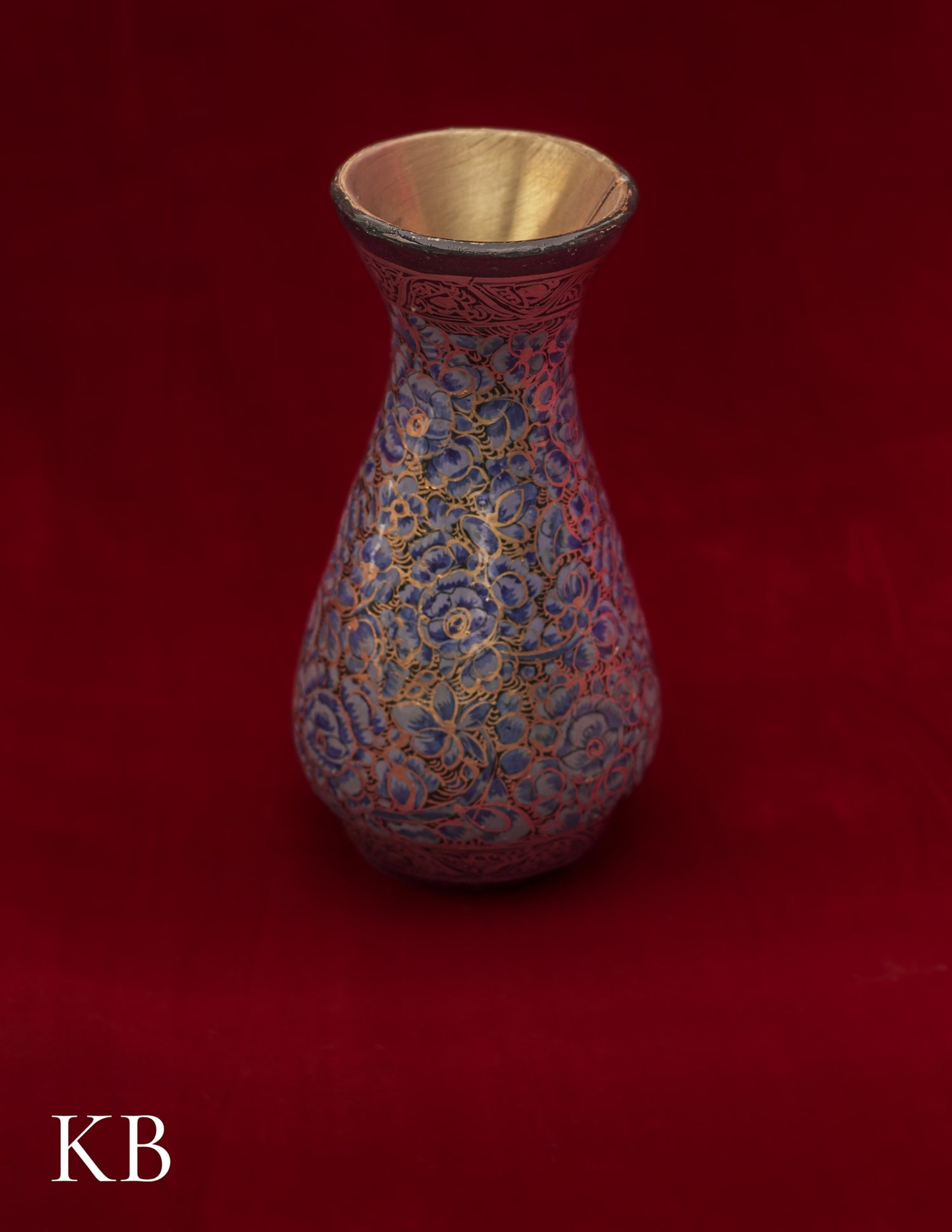 Kashmiri Papier Mâché Flower Vase – Hand-Painted Blue Floral (5 Inch) | Artisan-Made | Handcrafted Heritage - Kashmir Box