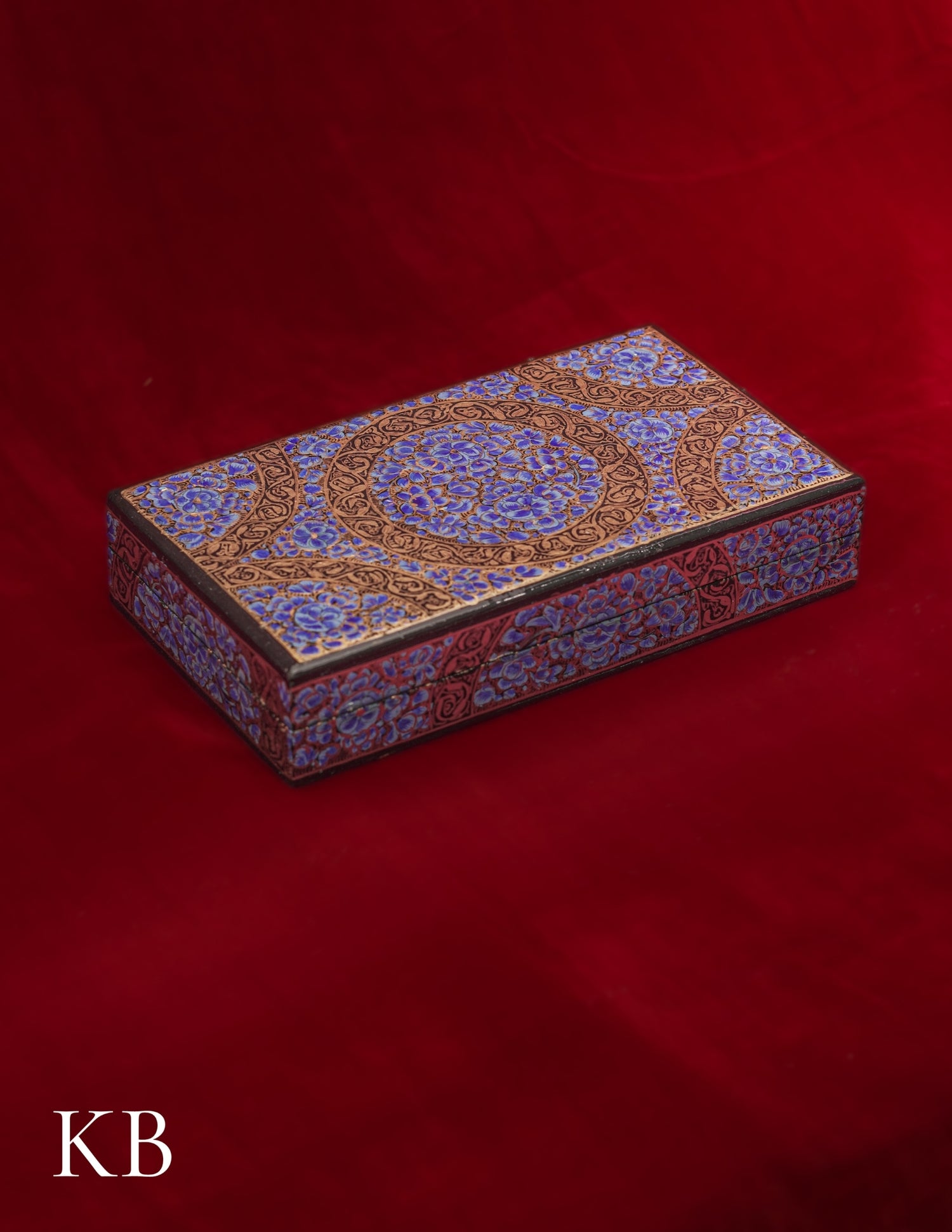 Kashmiri Papier Mâché Rectangular Box (Blue) | Artisan-Made | Handcrafted Heritage - Kashmir Box