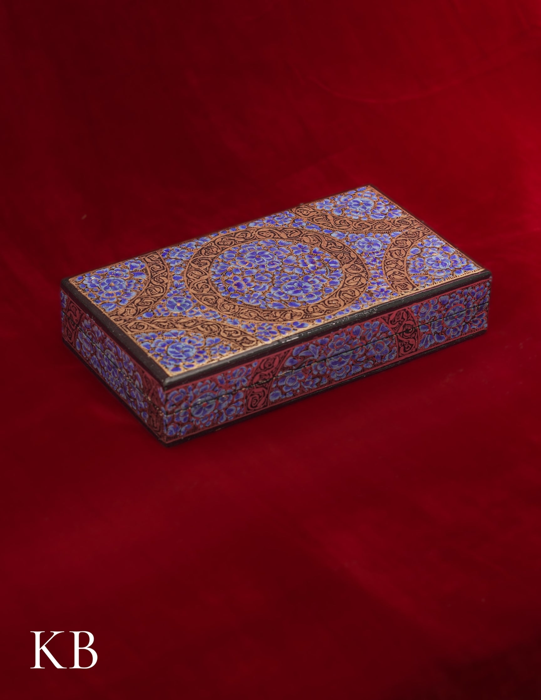 Kashmiri Papier Mâché Rectangular Box (Blue) | Artisan-Made | Handcrafted Heritage - Kashmir Box