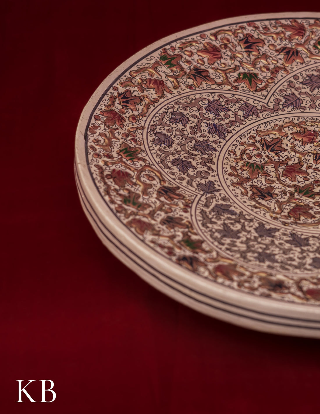 Kashmiri Papier Mâché Wall Plate – Hand-Painted White Base (10 Inch) | Artisan-Made | Handcrafted Heritage - Kashmir Box