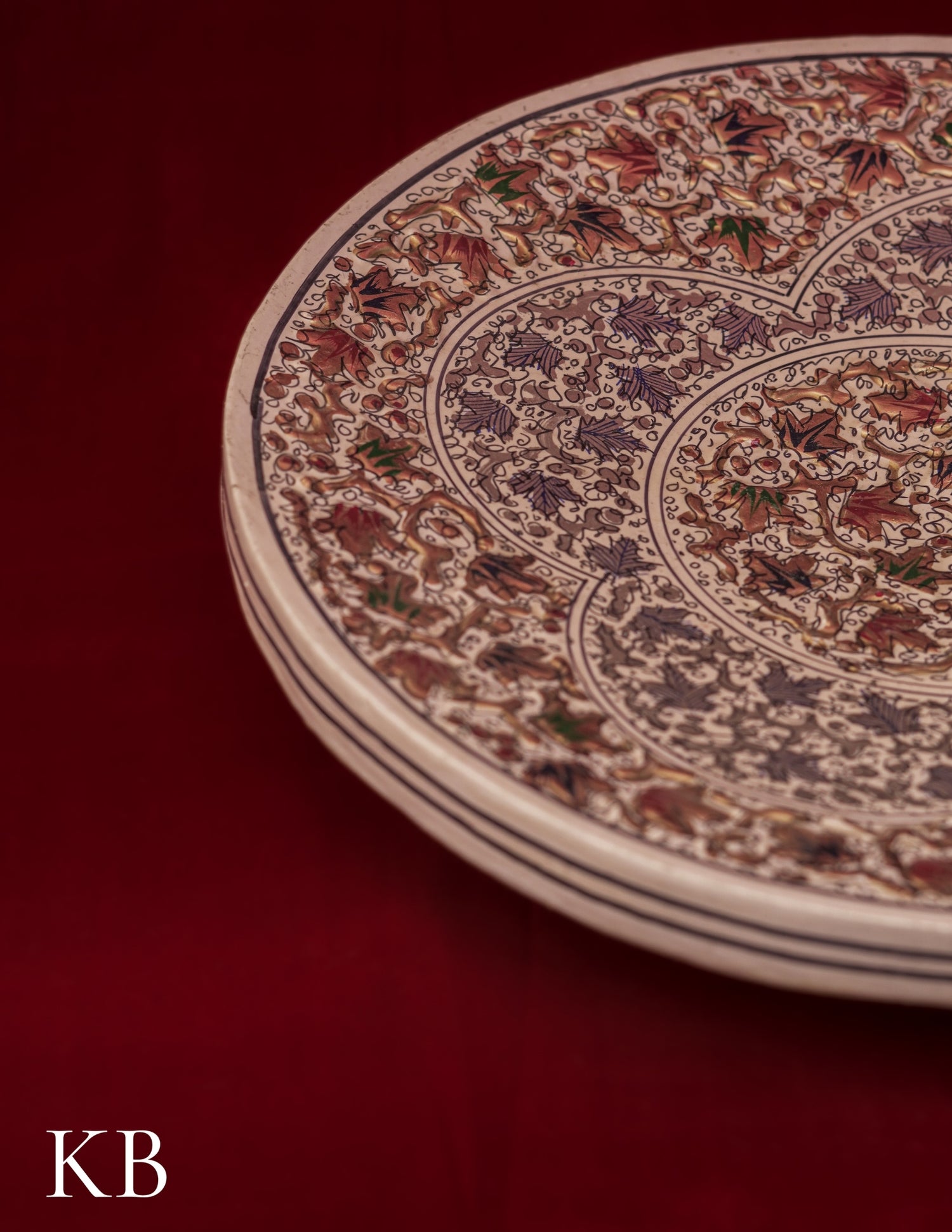 Kashmiri Papier Mâché Wall Plate – Hand-Painted White Base (10 Inch) | Artisan-Made | Handcrafted Heritage - Kashmir Box