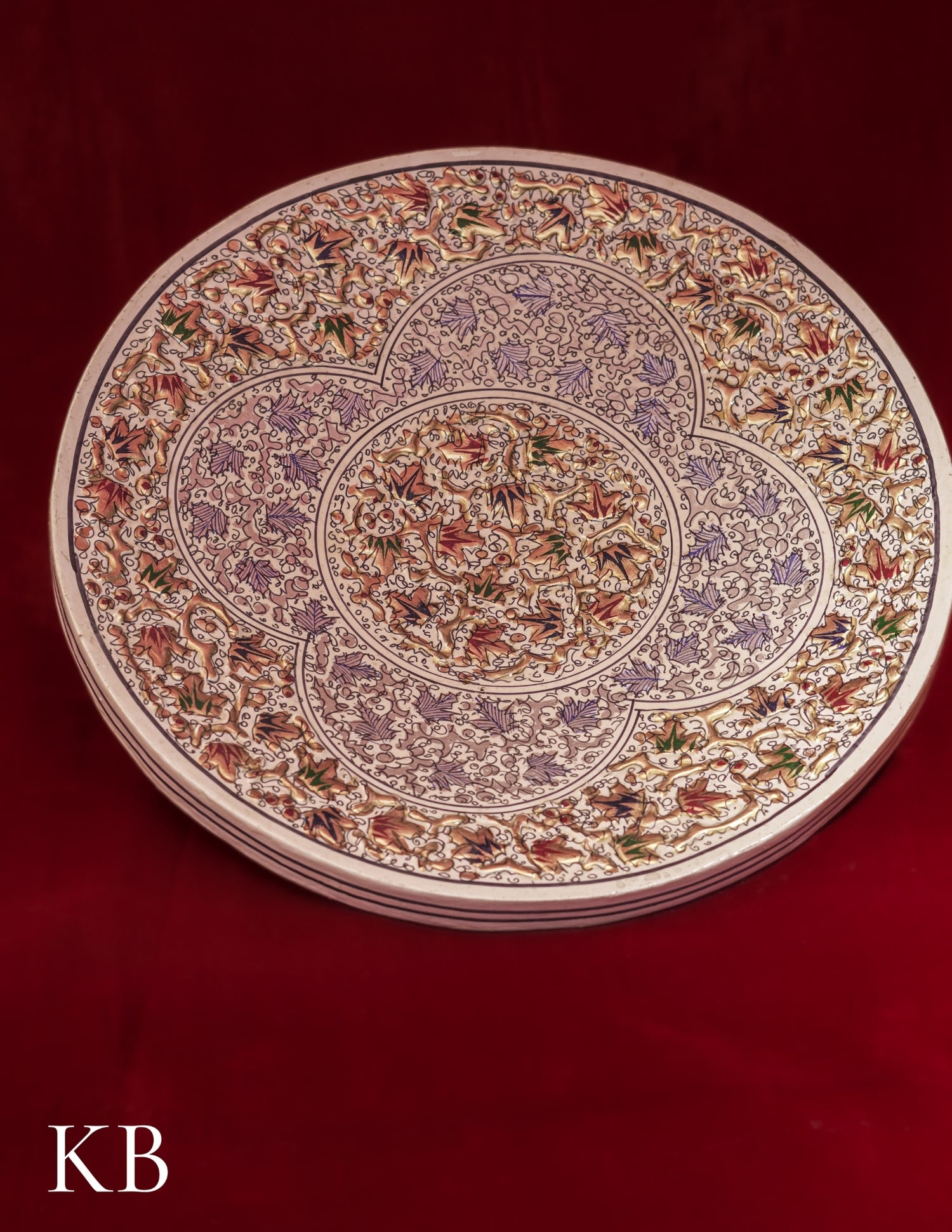 Kashmiri Papier Mâché Wall Plate – Hand-Painted White Base (10 Inch) | Artisan-Made | Handcrafted Heritage - Kashmir Box