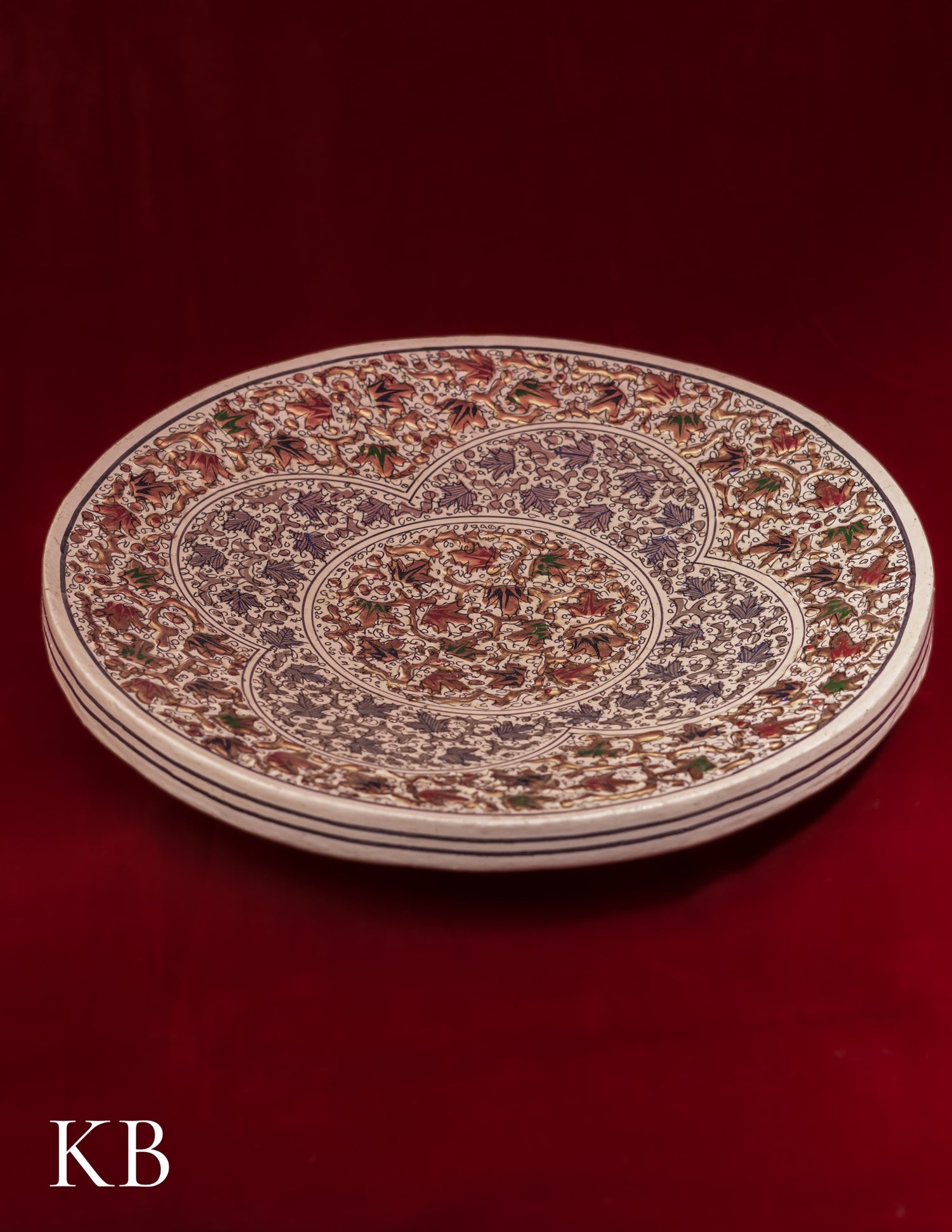 Kashmiri Papier Mâché Wall Plate – Hand-Painted White Base (10 Inch) | Artisan-Made | Handcrafted Heritage - Kashmir Box