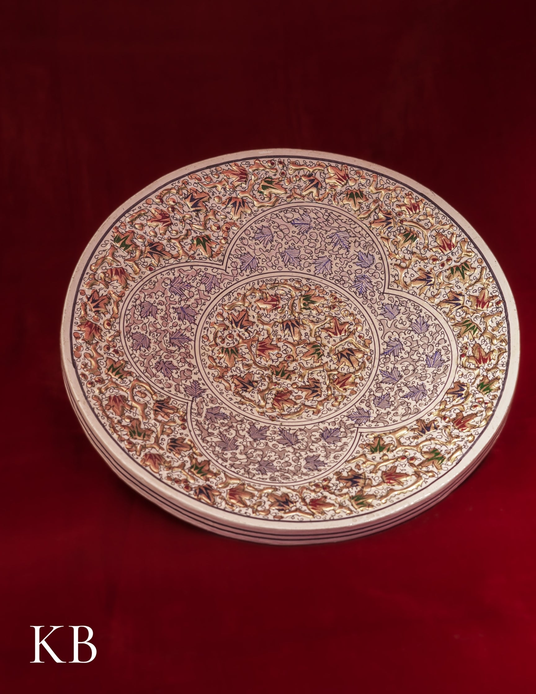 Kashmiri Papier Mâché Wall Plate – Hand-Painted White Base (10 Inch) | Artisan-Made | Handcrafted Heritage - Kashmir Box