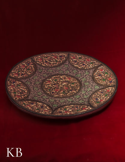 Kashmiri Papier Mâché Wall Plate – Hand-Painted Black Base (10 Inch) | Artisan-Made | Handcrafted Heritage - Kashmir Box