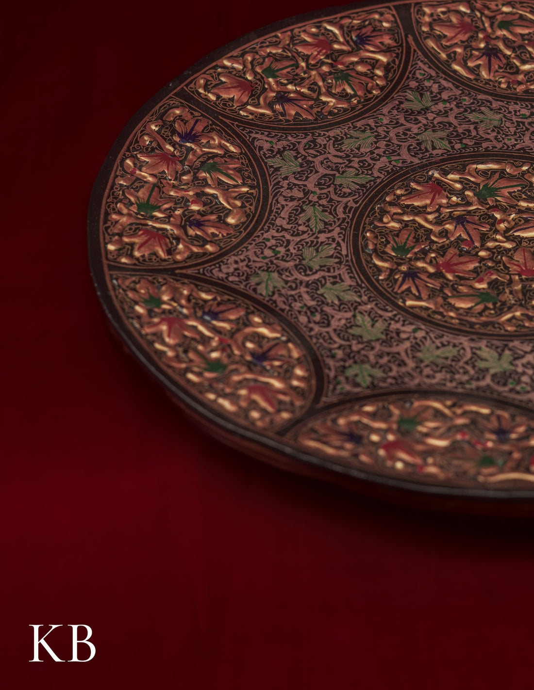 Kashmiri Papier Mâché Wall Plate – Hand-Painted Black Base (10 Inch) | Artisan-Made | Handcrafted Heritage - Kashmir Box