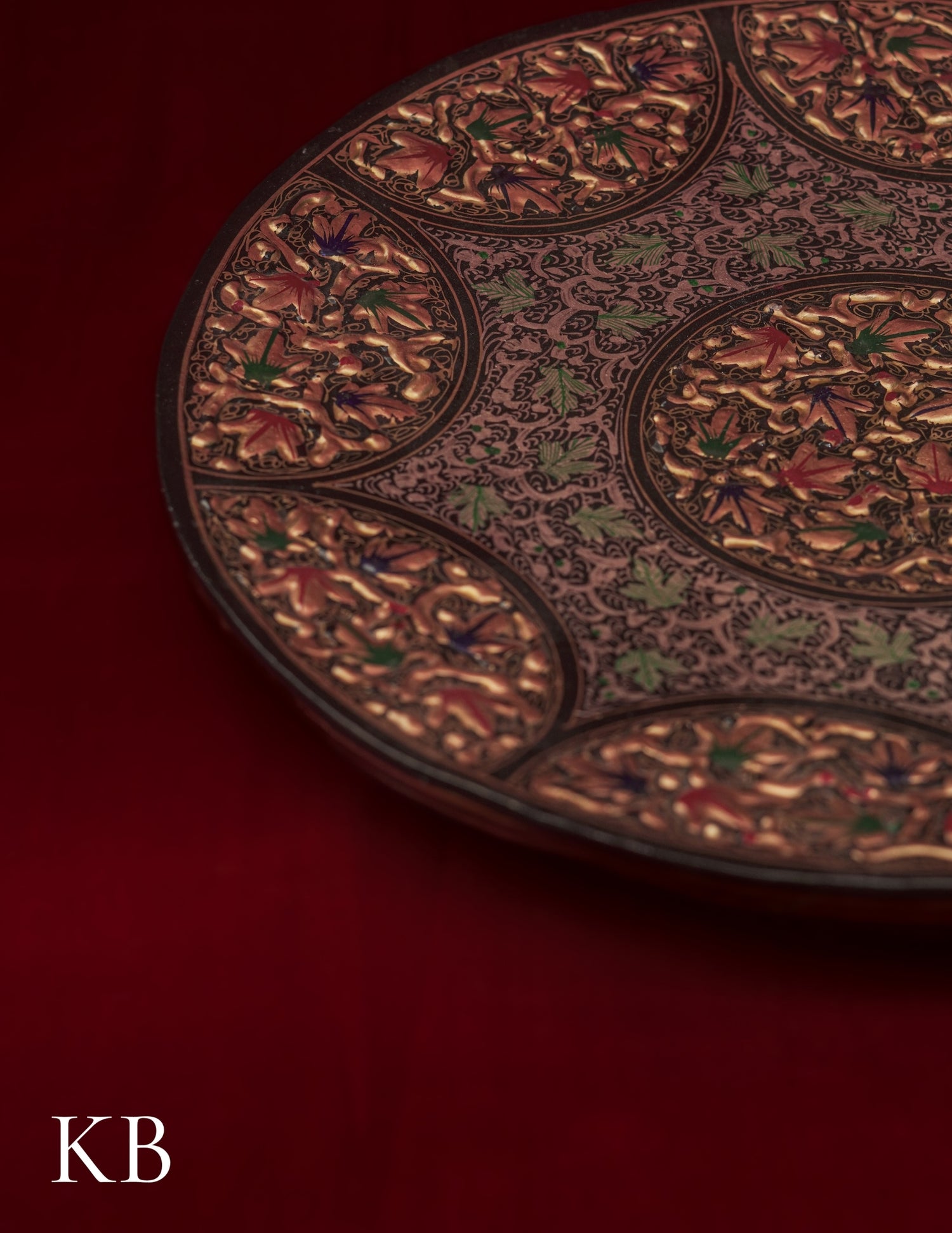 Kashmiri Papier Mâché Wall Plate – Hand-Painted Black Base (10 Inch) | Artisan-Made | Handcrafted Heritage - Kashmir Box