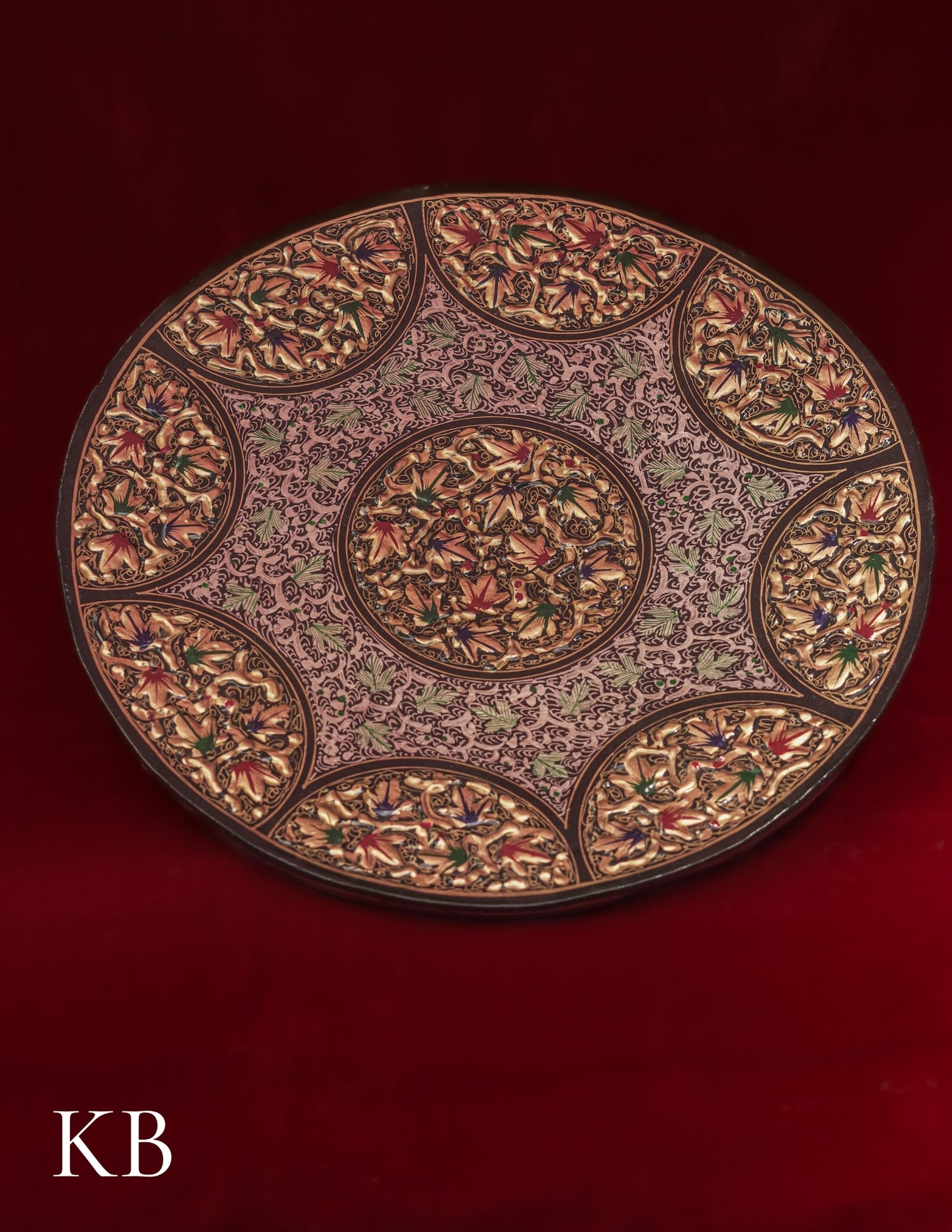 Kashmiri Papier Mâché Wall Plate – Hand-Painted Black Base (10 Inch) | Artisan-Made | Handcrafted Heritage - Kashmir Box