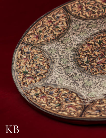 Kashmiri Papier Mâché Wall Plate – Hand-Painted Black Base (10 Inch) | Artisan-Made | Handcrafted Heritage - Kashmir Box