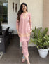 Dusky Pink Cotton Coordset – Green & Golden Aari Embroidery | Office & Casual Ethnic Wear - Kashmir Box