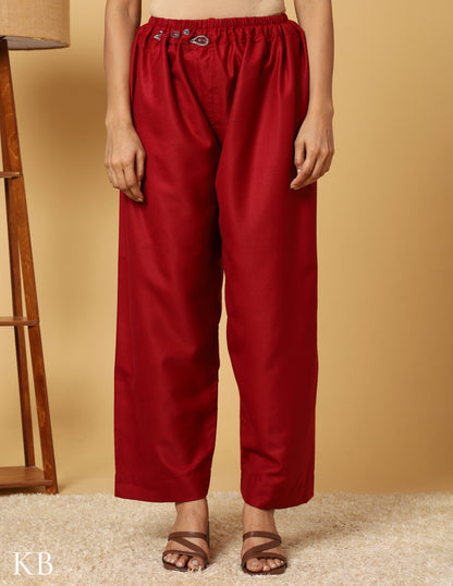 Maroon Oak Sozni Embroidered woolen Suit Set - Kashmir Box