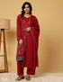 Maroon Oak Sozni Embroidered woolen Suit Set - Kashmir Box