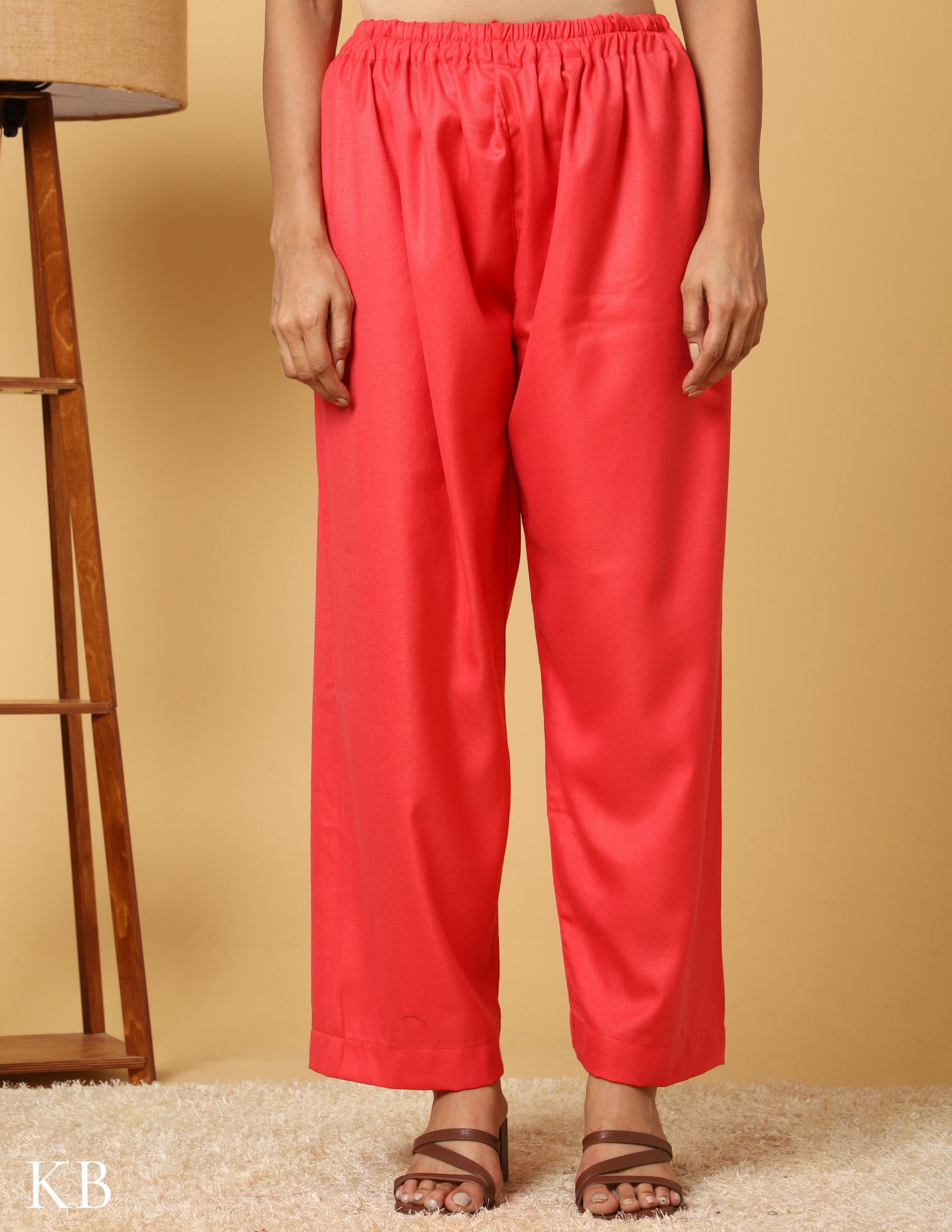Coral Sunset Sozni Embroidered Woolen Suit. - Kashmir Box
