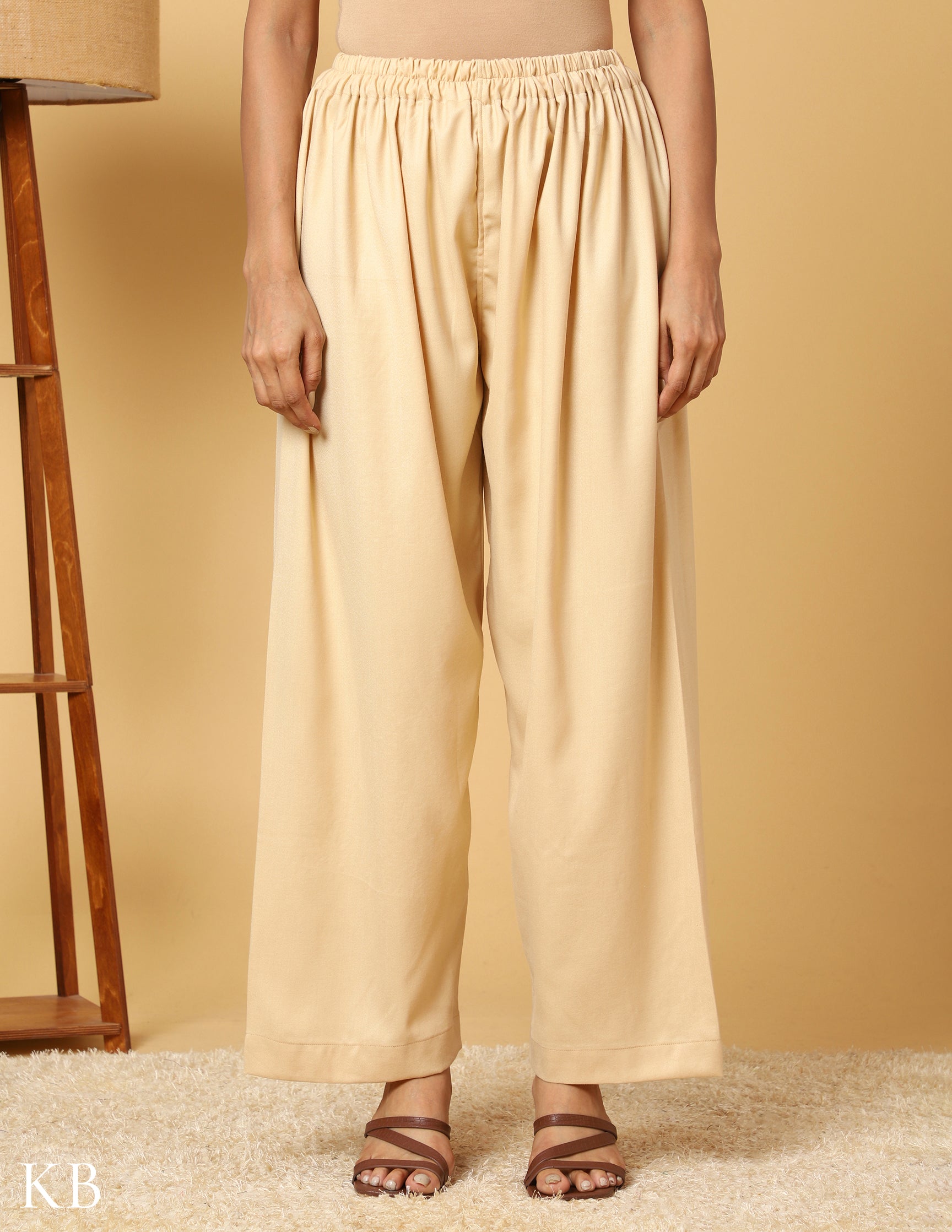 Buttercream Bliss Sozni Embroidered Woolen Suit. - Kashmir Box