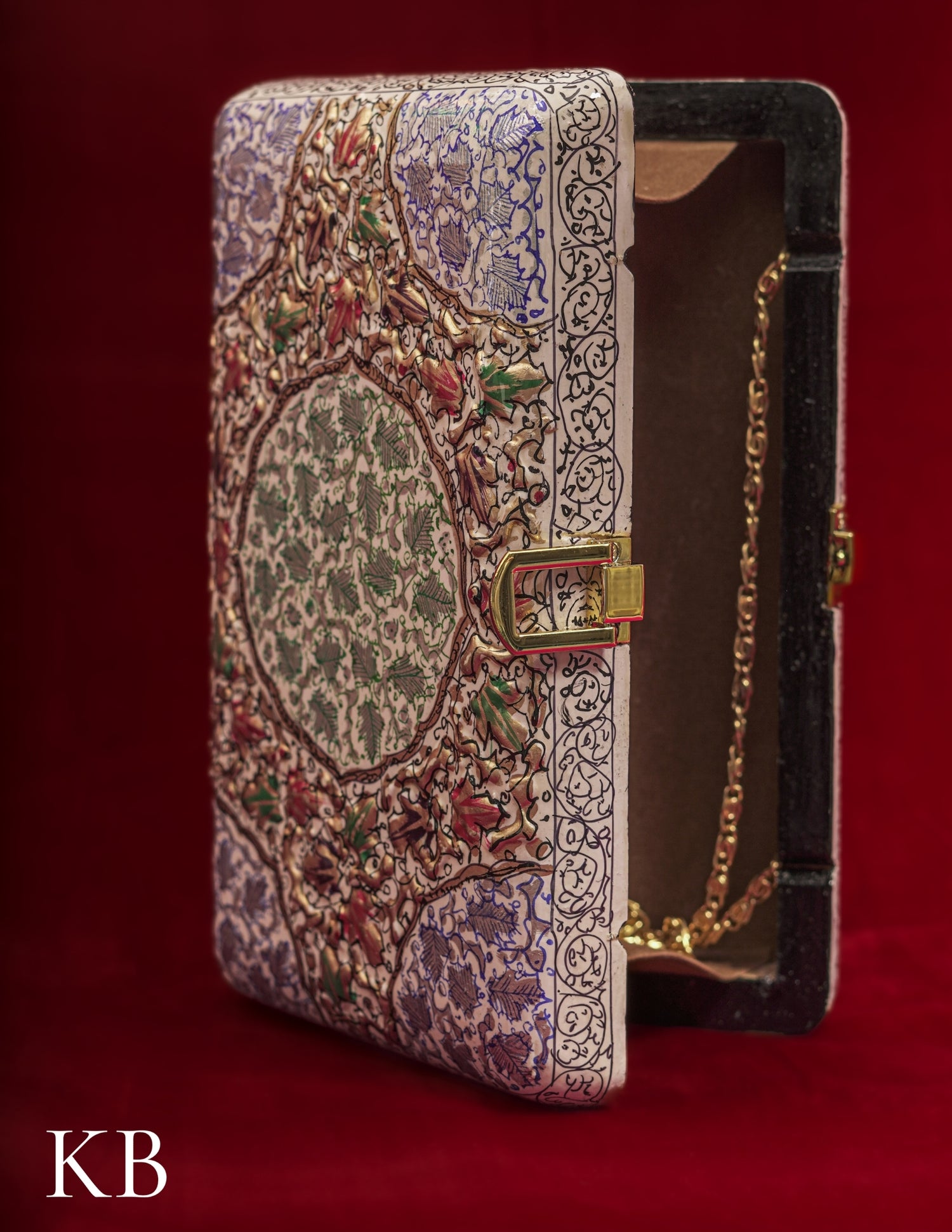 Kashmiri Papier Mâché Clutch – Large White Hand-Painted | Artisan-Made | Handcrafted Heritage - Kashmir Box