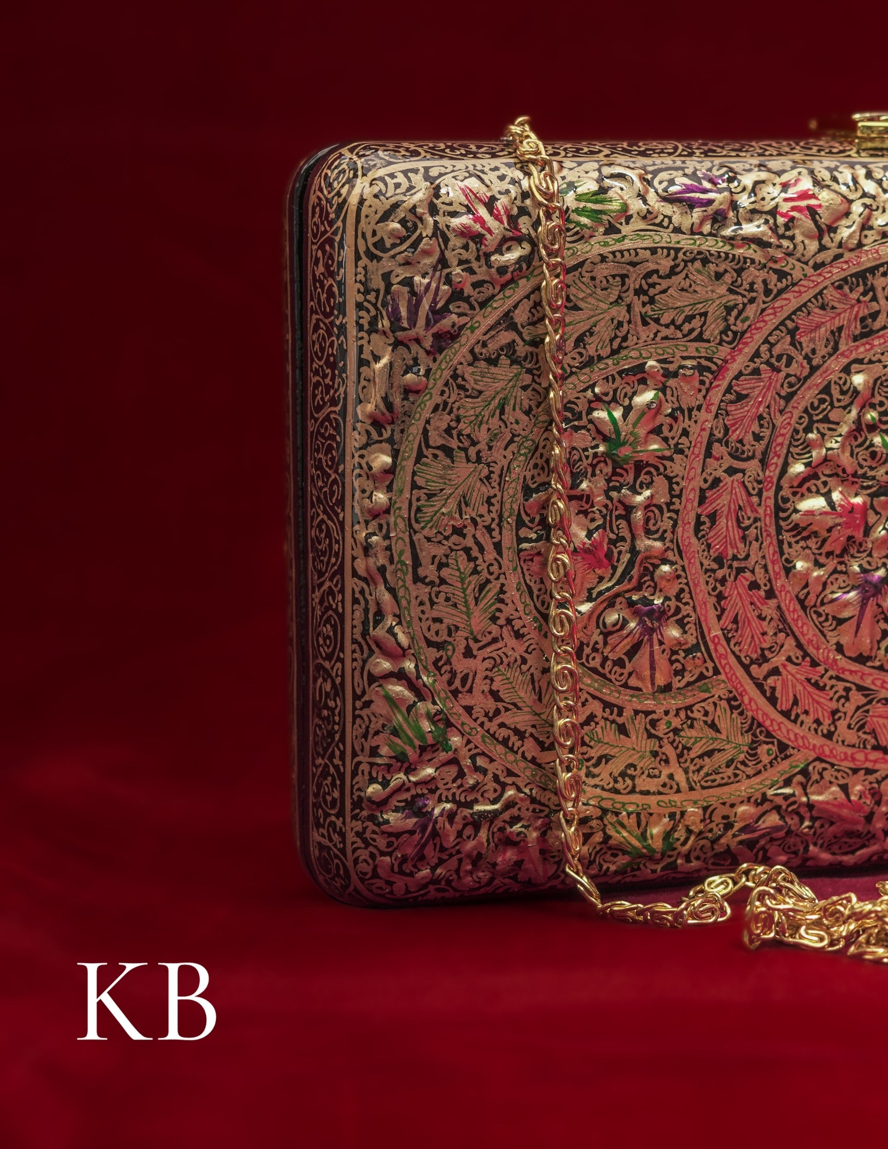 Kashmiri Papier Mâché Clutch – Large Black Hand-Painted | Artisan-Made | Handcrafted Heritage - Kashmir Box