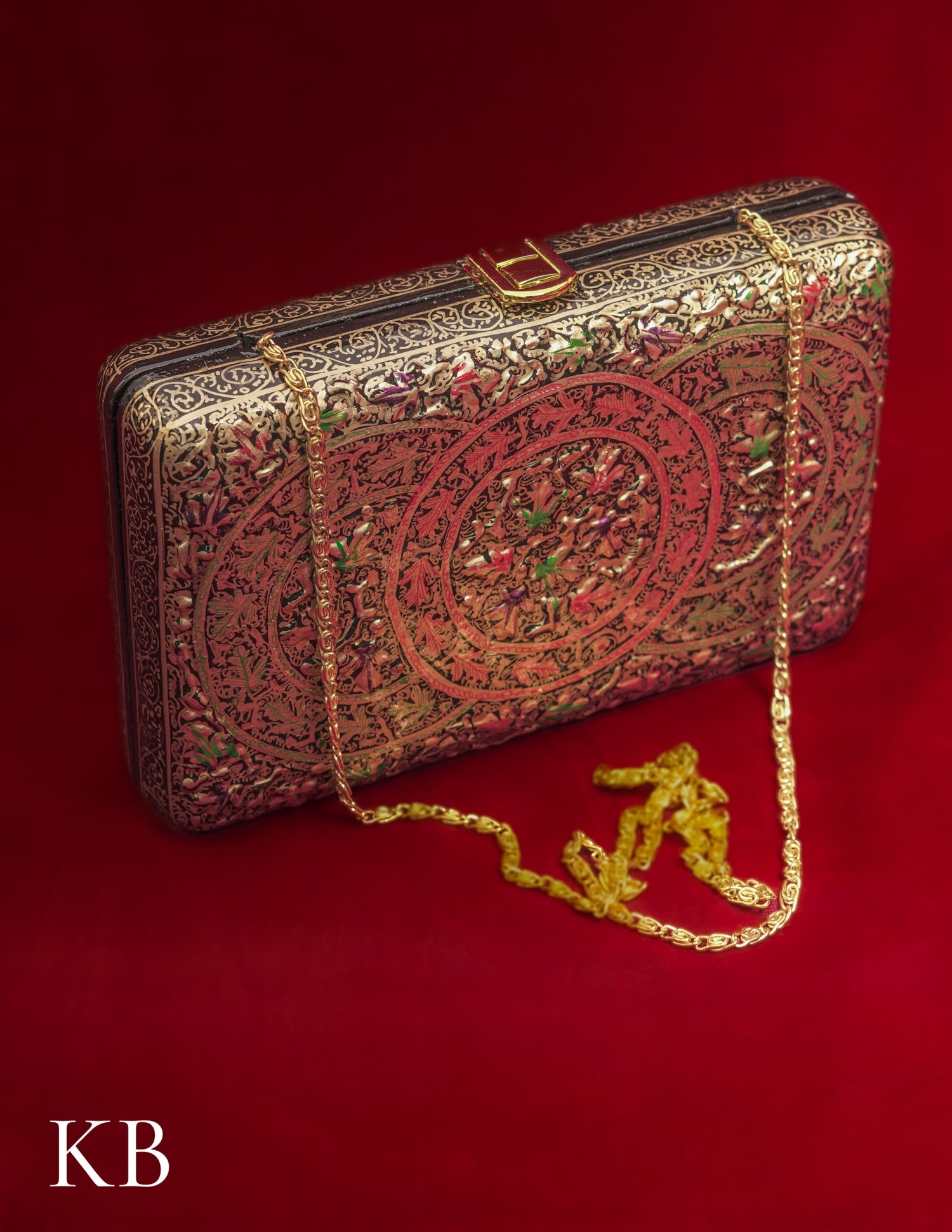 Kashmiri Papier Mâché Clutch – Large Black Hand-Painted | Artisan-Made | Handcrafted Heritage - Kashmir Box