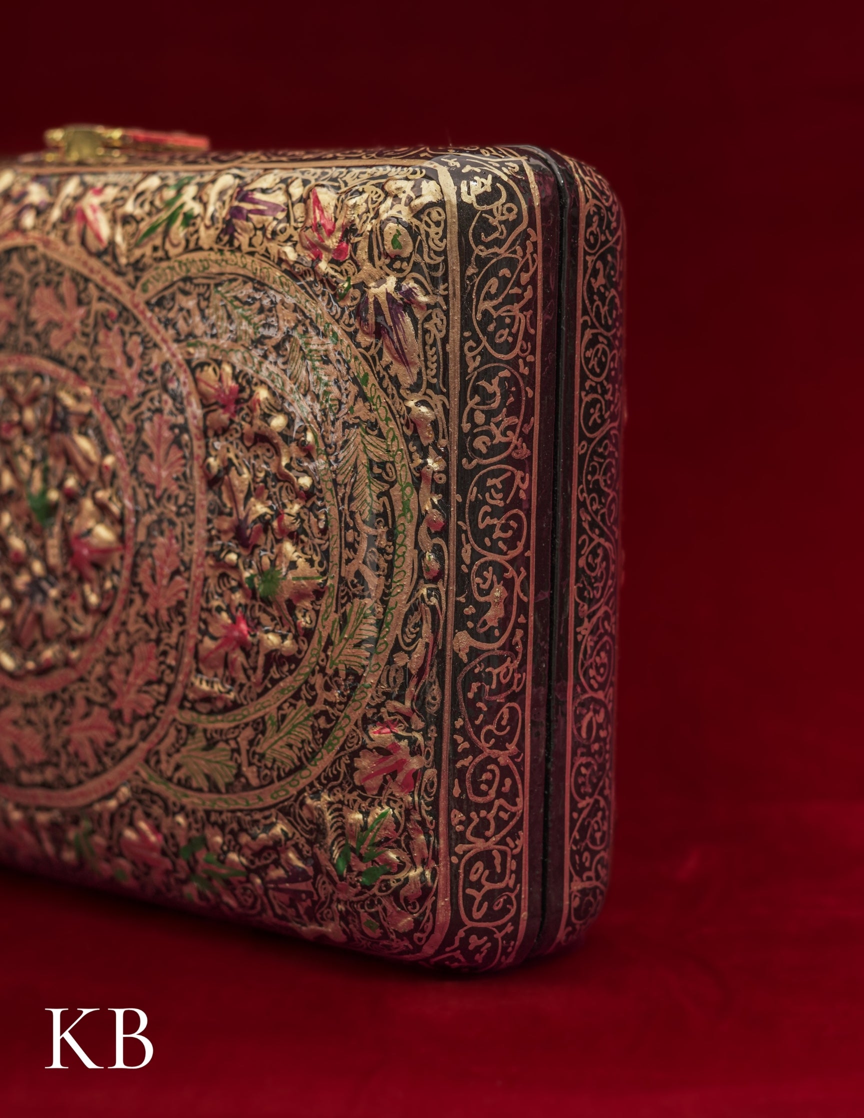 Kashmiri Papier Mâché Clutch – Large Black Hand-Painted | Artisan-Made | Handcrafted Heritage - Kashmir Box