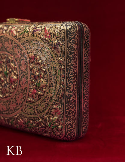 Kashmiri Papier Mâché Clutch – Large Black Hand-Painted | Artisan-Made | Handcrafted Heritage - Kashmir Box