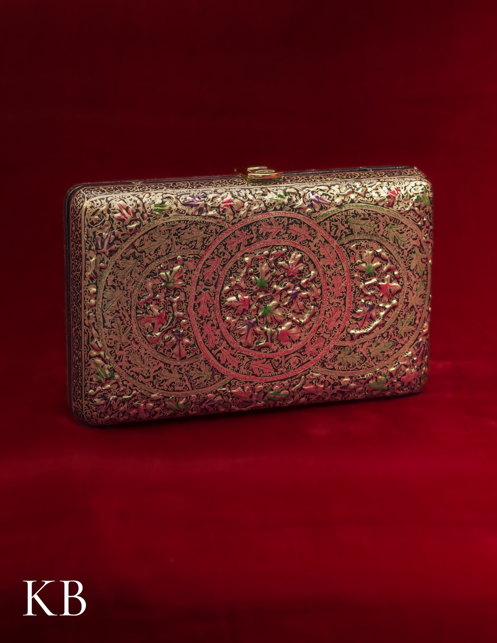 Kashmiri Papier Mâché Clutch – Large Black Hand-Painted | Artisan-Made | Handcrafted Heritage - Kashmir Box