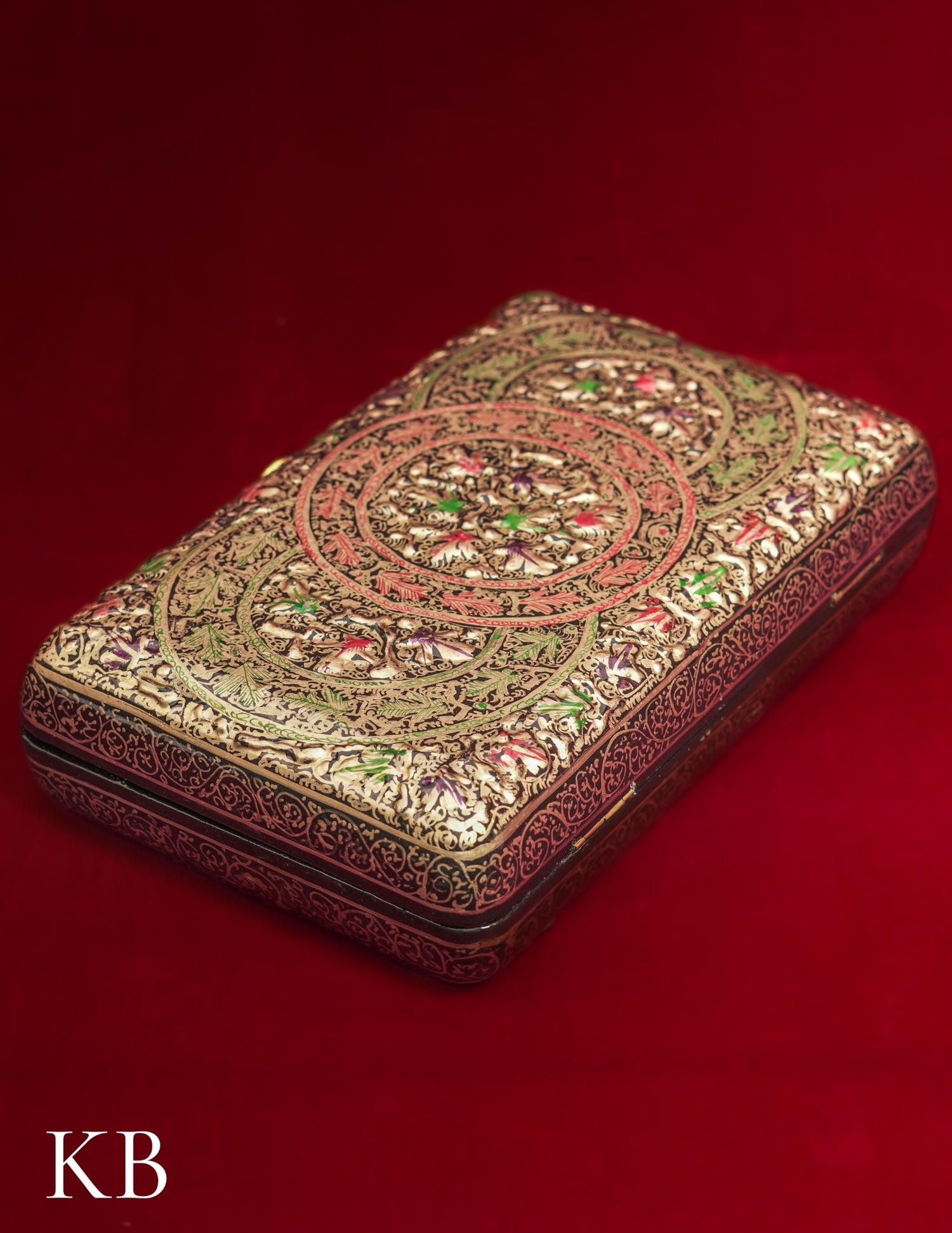 Kashmiri Papier Mâché Clutch – Large Black Hand-Painted | Artisan-Made | Handcrafted Heritage - Kashmir Box