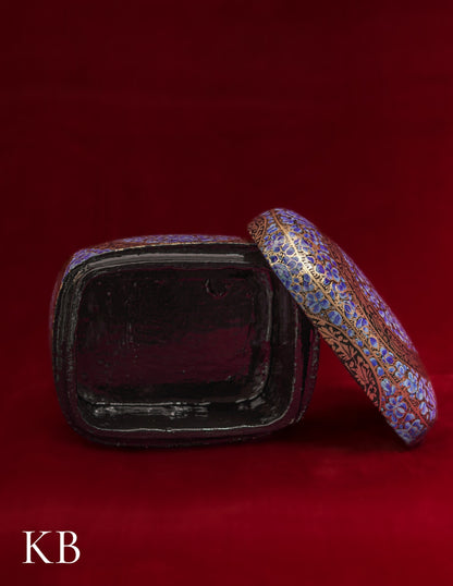 Kashmiri Papier Mâché Rectangular Curved Box (Blue) | Artisan-Made | Handcrafted Heritage - Kashmir Box