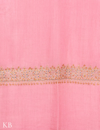 Cherry Blossom Pink Sozni Embroidered GI Pashmina Stole - Kashmir Box