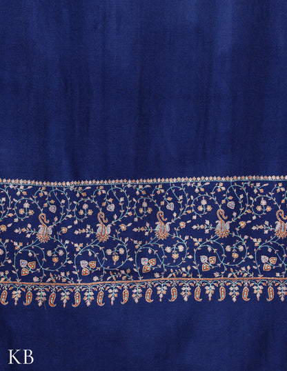 Delft Blue Sozni Embroidered GI Pashmina Shawl - Kashmir Box