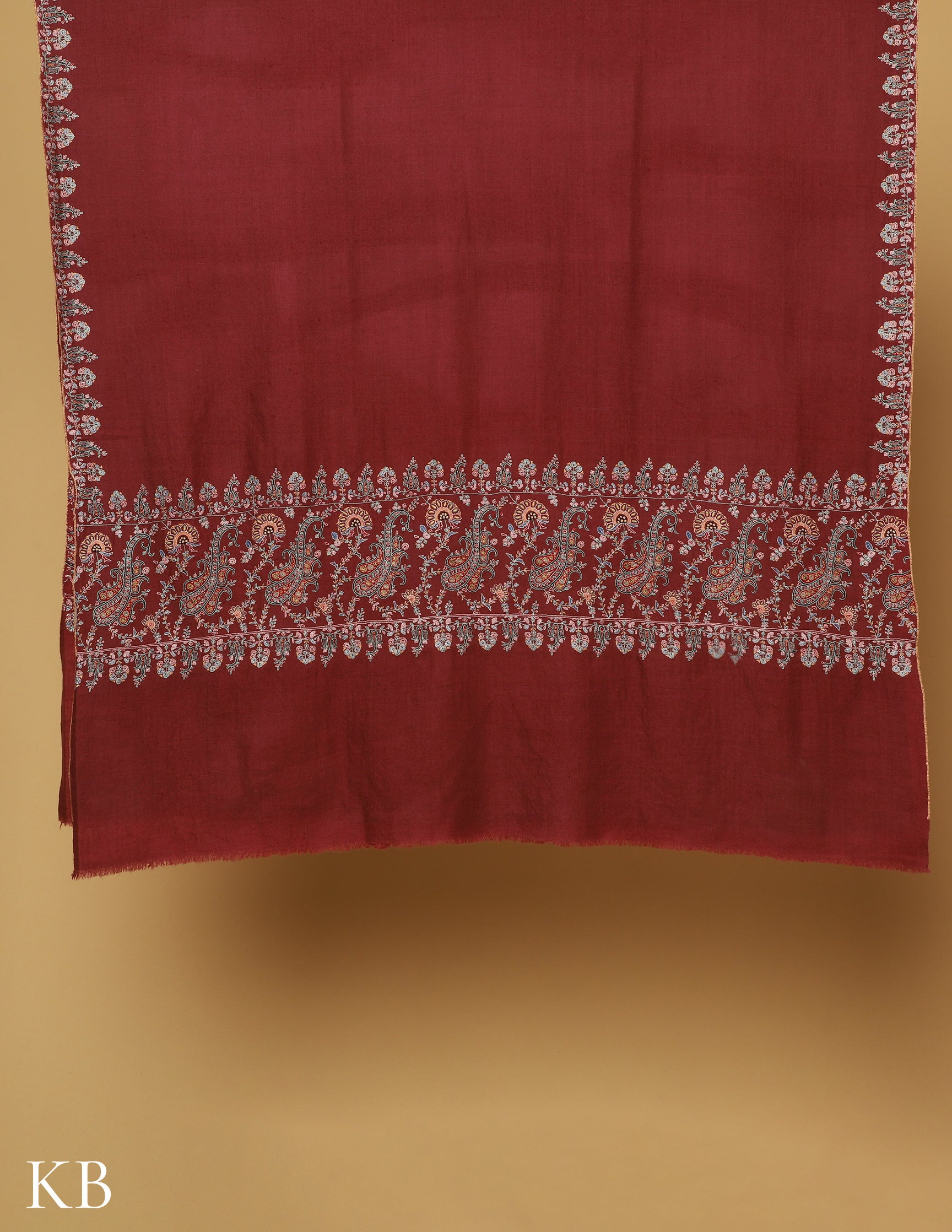 Rosewood Sozni Embroidered GI Pashmina Shawl - Kashmir Box