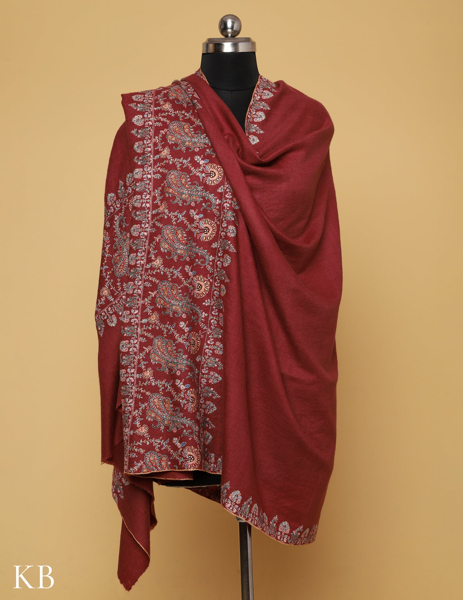 Rosewood Sozni Embroidered GI Pashmina Shawl