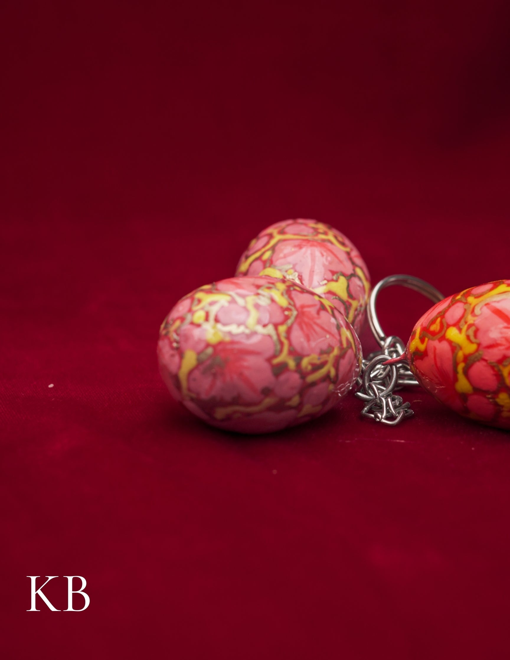 Kashmiri Papier Mâché Key Chain Set (3 pcs) – Hand-Painted Pink Floral | Artisan-Made | Handcrafted Heritage - Kashmir Box