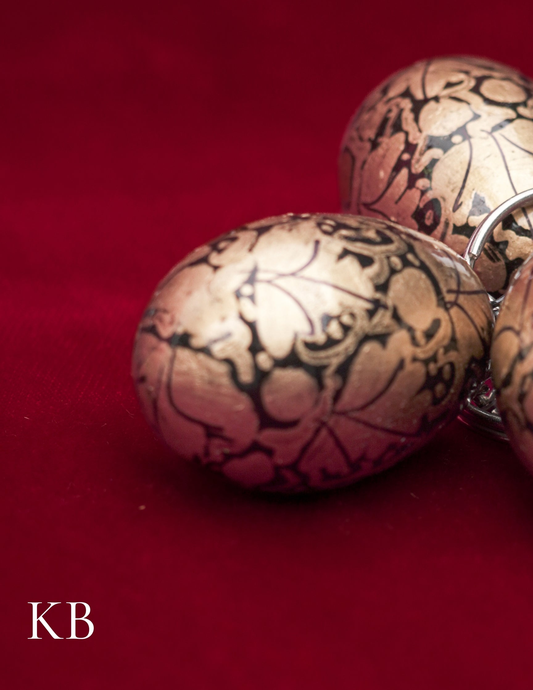 Kashmiri Papier Mâché Key Chain Set (3 pcs) – Hand-Painted Golden Floral | Artisan-Made | Handcrafted Heritage - Kashmir Box