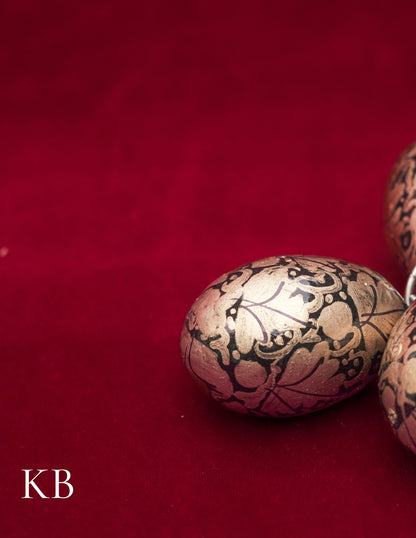 Kashmiri Papier Mâché Key Chain Set (3 pcs) – Hand-Painted Golden Floral | Artisan-Made | Handcrafted Heritage - Kashmir Box