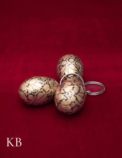 Kashmiri Papier Mâché Key Chain Set (3 pcs) – Hand-Painted Golden Floral | Artisan-Made | Handcrafted Heritage - Kashmir Box